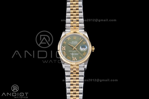 DateJust 36 SS/YG 126233 GSF 1:1 Best Edition Green Roman Diamonds Dial on Jubilee Bracelet A3235