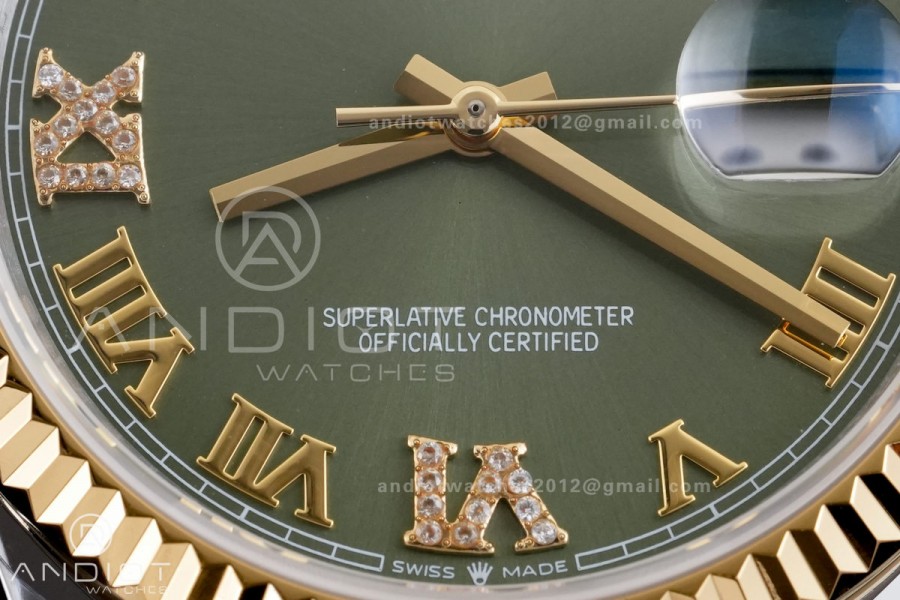 DateJust 36 SS/YG 126233 GSF 1:1 Best Edition Green Roman Diamonds Dial on Jubilee Bracelet A3235