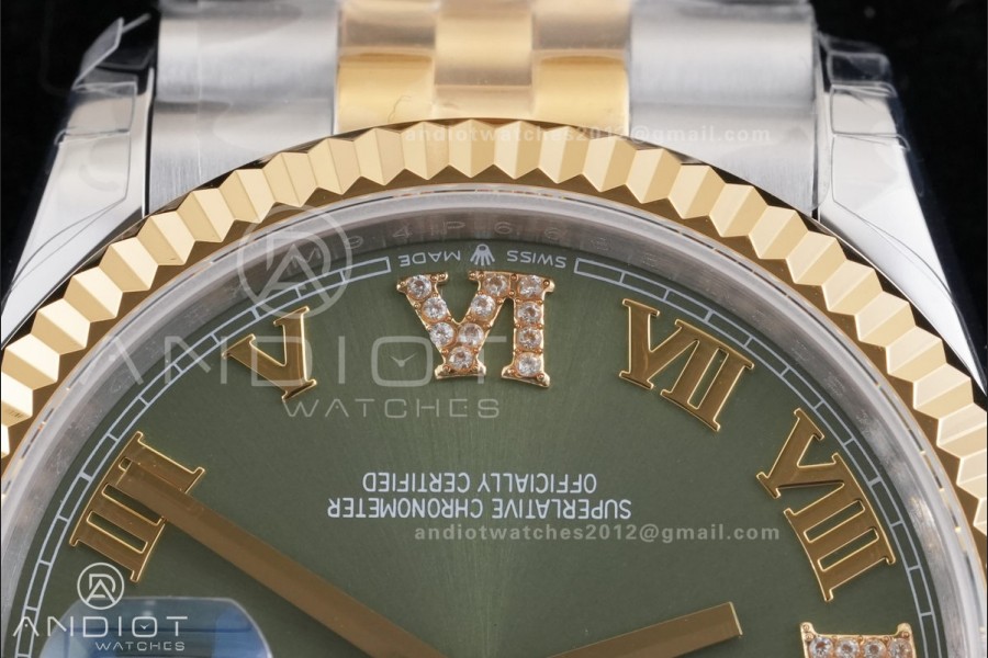 DateJust 36 SS/YG 126233 GSF 1:1 Best Edition Green Roman Diamonds Dial on Jubilee Bracelet A3235
