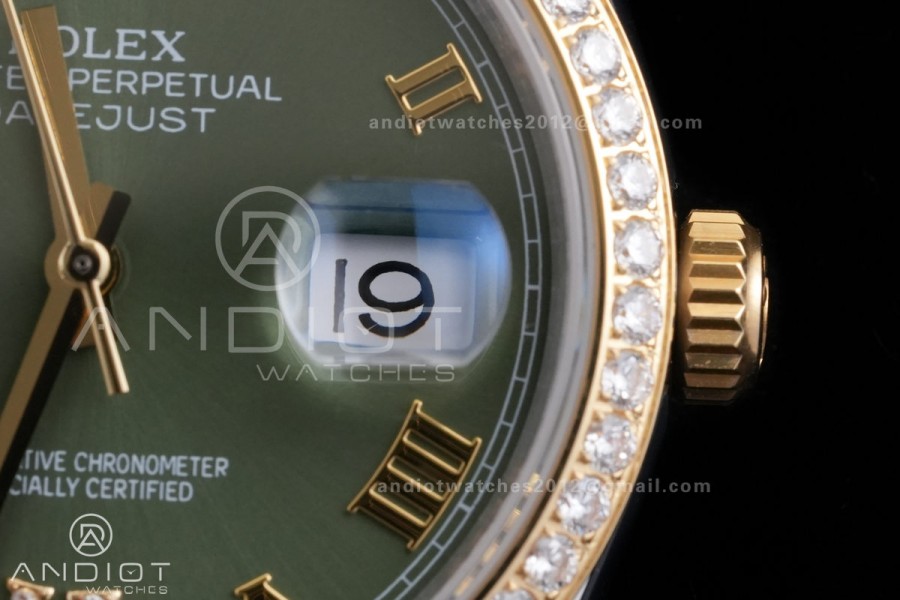 DateJust 36 SS/YG 126233 GSF 1:1 Best Edition Green Roman Diamonds Dial Diamond bezel on Jubilee Bracelet A3235