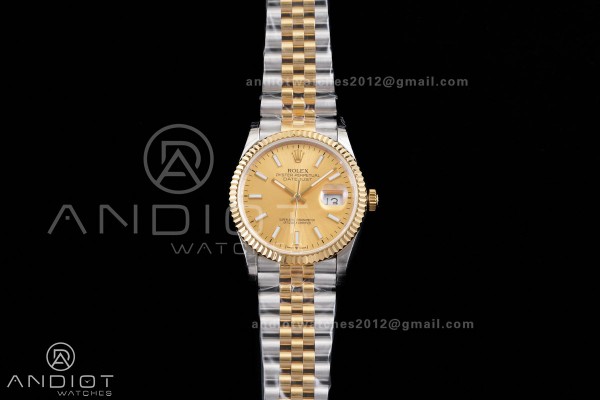 DateJust 36 SS/YG 126233 GSF 1:1 Best Edition YG Stick Dial on Jubilee Bracelet A3235
