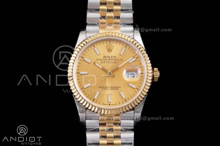 DateJust 36 SS/YG 126233 GSF 1:1 Best Edition YG Stick Dial on Jubilee Bracelet A3235