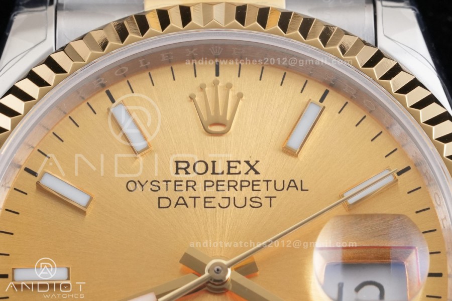 DateJust 36 SS/YG 126233 GSF 1:1 Best Edition YG Stick Dial on Jubilee Bracelet A3235
