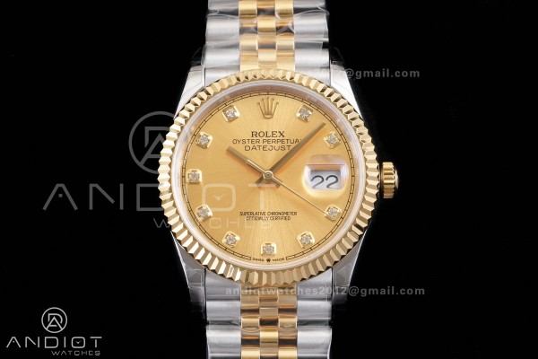 DateJust 36 SS/YG 126233 GSF 1:1 Best Edition YG Diamond Dial on Jubilee Bracelet A3235