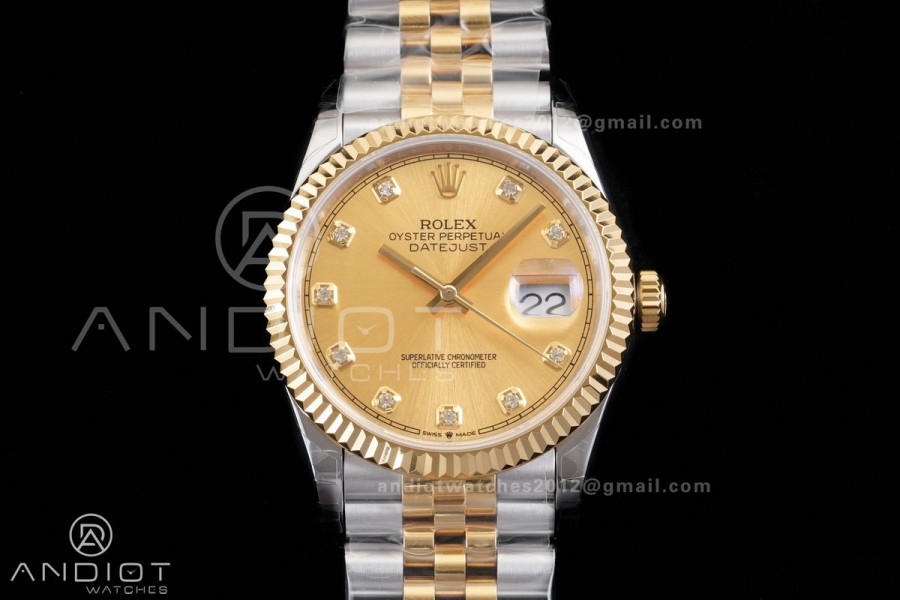 DateJust 36 SS/YG 126233 GSF 1:1 Best Edition YG Diamond Dial on Jubilee Bracelet A3235