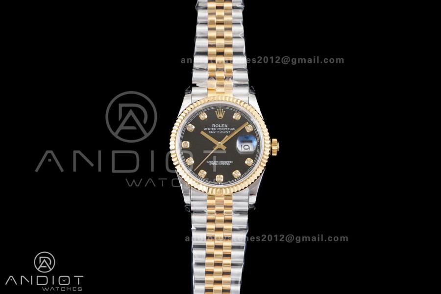 DateJust 36 SS/YG 126233 GSF 1:1 Best Edition Black Diamond Dial on Jubilee Bracelet A3235