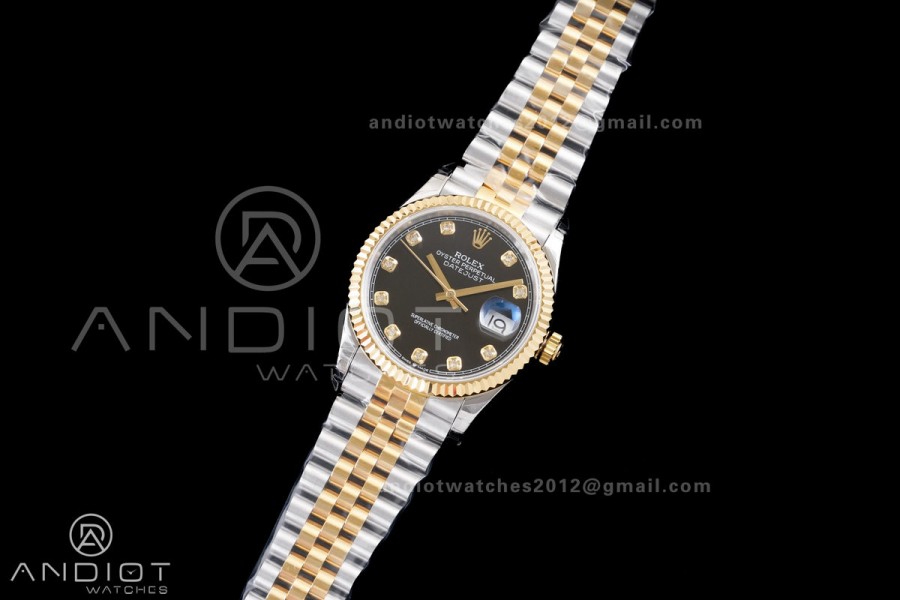 DateJust 36 SS/YG 126233 GSF 1:1 Best Edition Black Diamond Dial on Jubilee Bracelet A3235