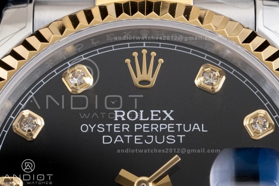 DateJust 36 SS/YG 126233 GSF 1:1 Best Edition Black Diamond Dial on Jubilee Bracelet A3235