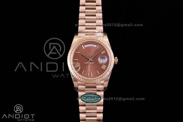 Day Date 40 RG 228235 RCF 1:1 Best Edition Brown Roman Dial on President Bracelet VR3255 (211g)