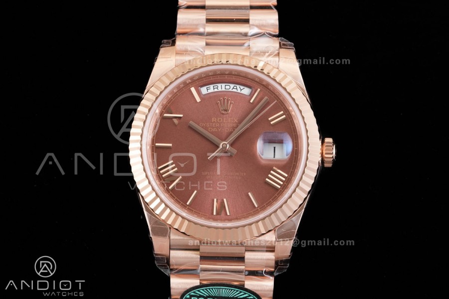 Day Date 40 RG 228235 RCF 1:1 Best Edition Brown Roman Dial on President Bracelet VR3255 (211g)