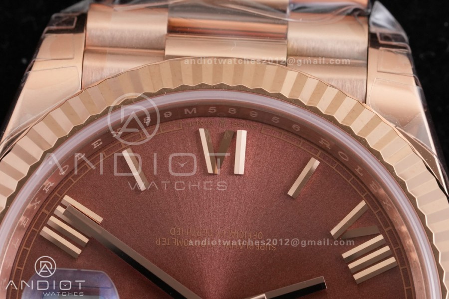 Day Date 40 RG 228235 RCF 1:1 Best Edition Brown Roman Dial on President Bracelet VR3255 (211g)