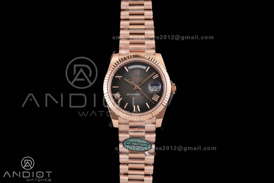  Day Date 40 RG 228235 RCF 1:1 Best Edition Drak Gray Roman Dial on President Bracelet VR3255 (211g)