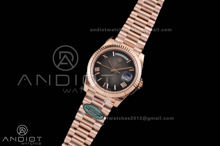  Day Date 40 RG 228235 RCF 1:1 Best Edition Drak Gray Roman Dial on President Bracelet VR3255 (211g)