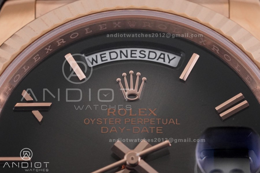  Day Date 40 RG 228235 RCF 1:1 Best Edition Drak Gray Roman Dial on President Bracelet VR3255 (211g)