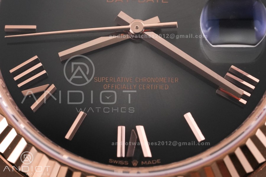  Day Date 40 RG 228235 RCF 1:1 Best Edition Drak Gray Roman Dial on President Bracelet VR3255 (211g)