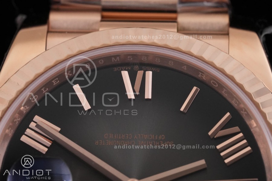  Day Date 40 RG 228235 RCF 1:1 Best Edition Drak Gray Roman Dial on President Bracelet VR3255 (211g)