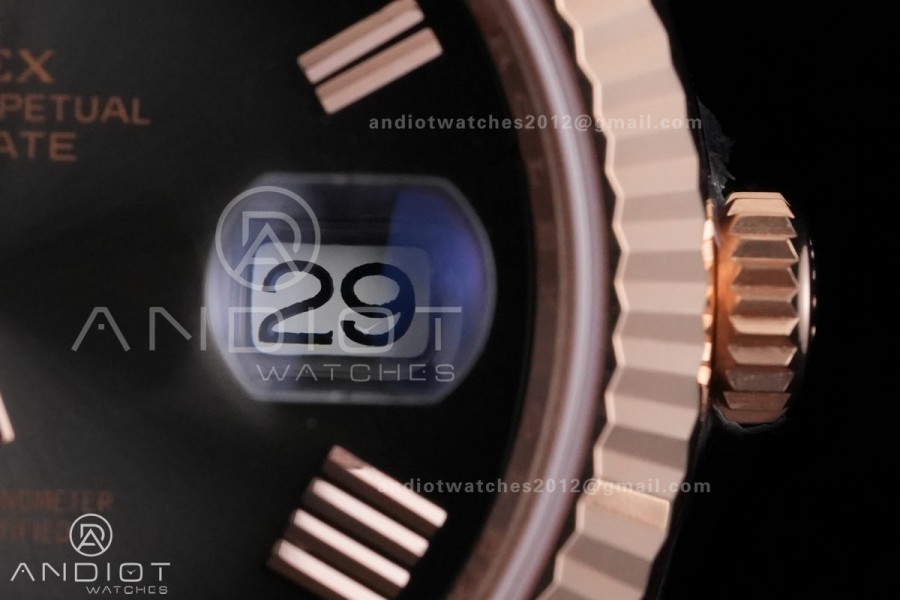  Day Date 40 RG 228235 RCF 1:1 Best Edition Drak Gray Roman Dial on President Bracelet VR3255 (211g)