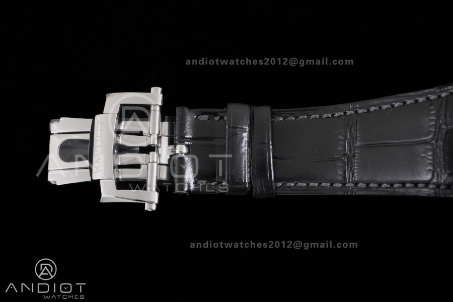 Nautilus 5711 SS DDF 1:1 Best Edition Gray Dial on Black Leather Strap DD324 Super Clone (Weighted)