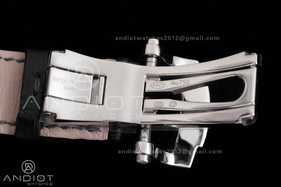 Nautilus 5711 SS DDF 1:1 Best Edition Gray Dial on Black Leather Strap DD324 Super Clone (Weighted)