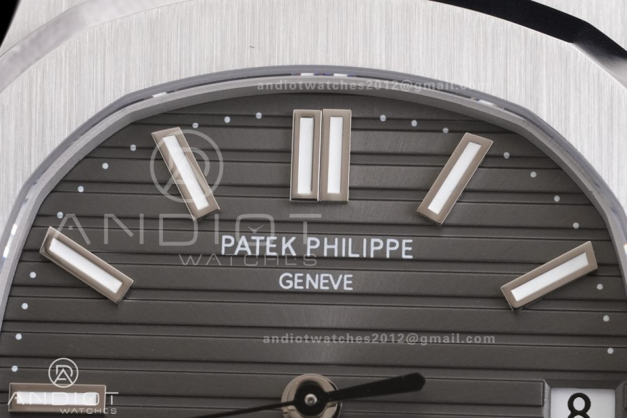 Nautilus 5711 SS DDF 1:1 Best Edition Gray Dial on Black Leather Strap DD324 Super Clone (Weighted)