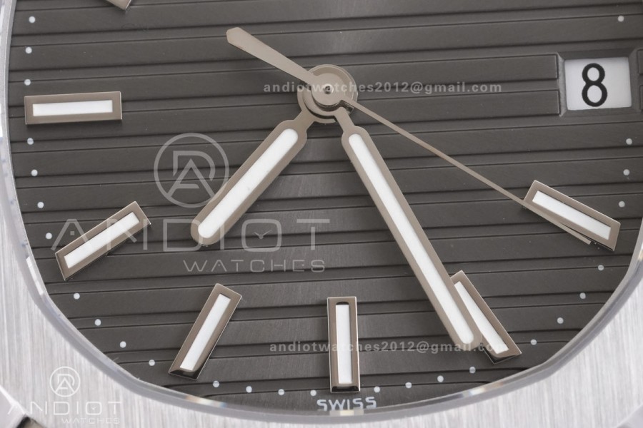 Nautilus 5711 SS DDF 1:1 Best Edition Gray Dial on Black Leather Strap DD324 Super Clone (Weighted)