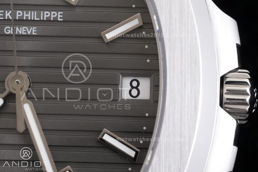 Nautilus 5711 SS DDF 1:1 Best Edition Gray Dial on Black Leather Strap DD324 Super Clone (Weighted)