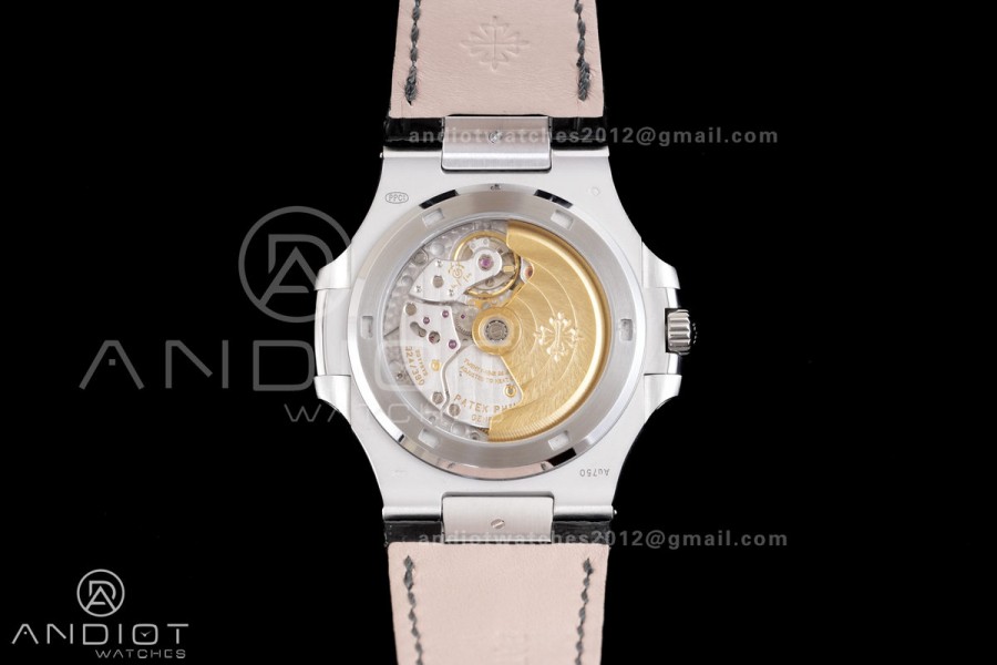 Nautilus 5711 SS DDF 1:1 Best Edition Gray Dial on Black Leather Strap DD324 Super Clone (Weighted)