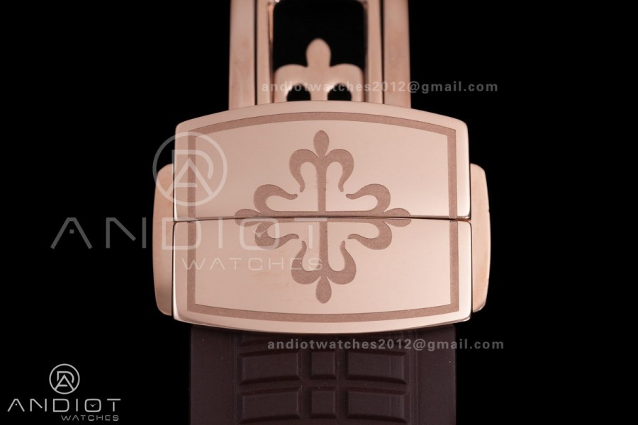 Aquanaut 5167 RG BBF 1:1 Best Edition Brown Dial on Brown Rubber Strap DD324 Super Clone