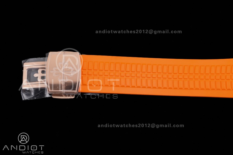 Aquanaut 5167 RG BBF 1:1 Best Edition Brown Dial on Orange Rubber Strap DD324 Super Clone