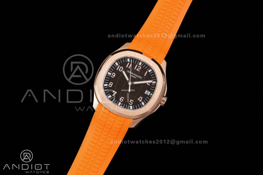 Aquanaut 5167 RG BBF 1:1 Best Edition Brown Dial on Orange Rubber Strap DD324 Super Clone