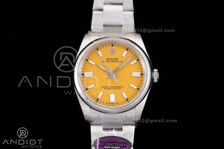 Oyster Perpetual 126000 36mm RCF 1:1 Best Edition 904L Steel Yellow Dial VR3230