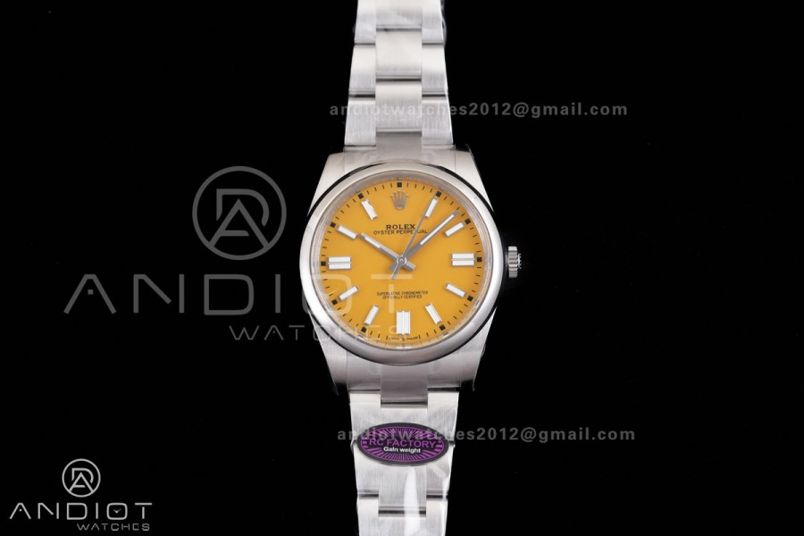 Oyster Perpetual 124300 41mm RCF 1:1 Best Edition 904L Steel Yellow Dial VR3230