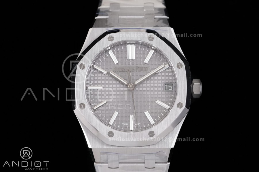 Royal Oak 15510 SS TOP 1:1 Best Edition Grey Dial on SS Bracelet SA4302 Super Clone