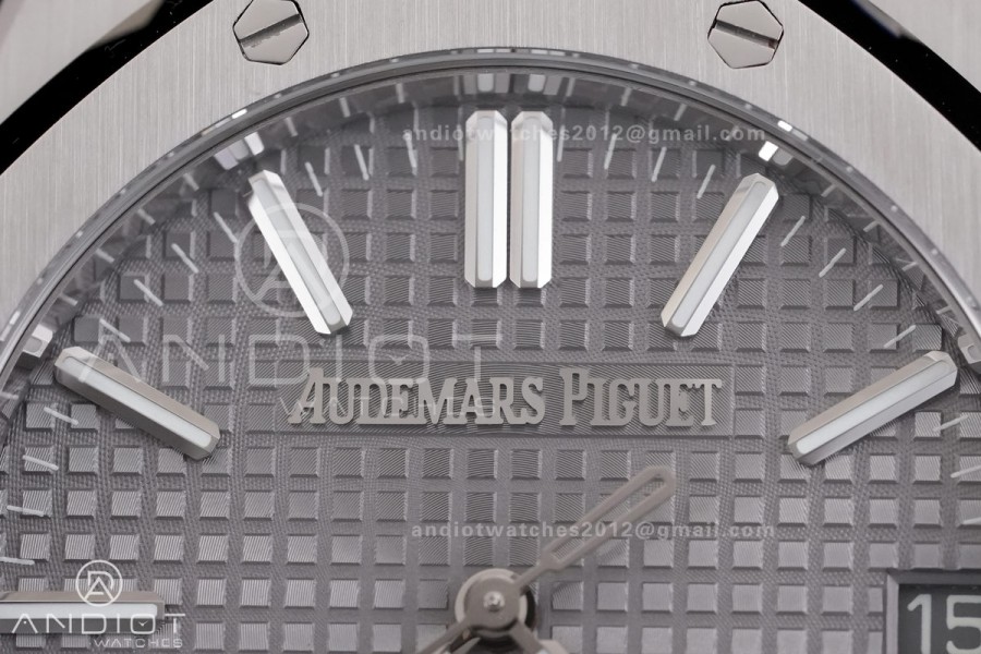 Royal Oak 15510 SS TOP 1:1 Best Edition Grey Dial on SS Bracelet SA4302 Super Clone
