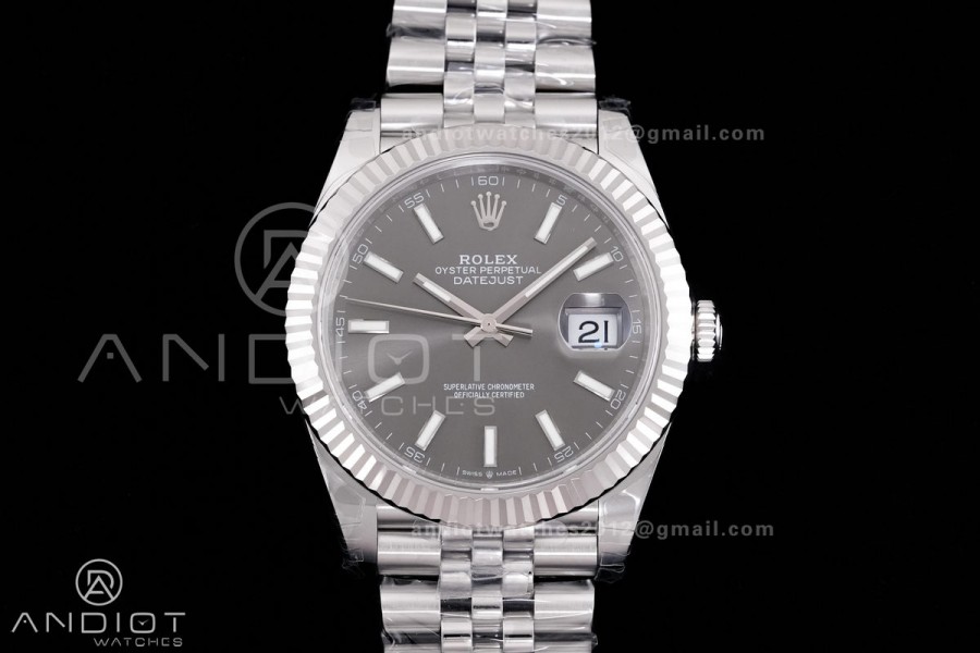 DateJust 41 126334 904L SS V2 VSF 1:1 Best Edition Gray Dial Stick Marker On Jubilee Bracelet DD3235
