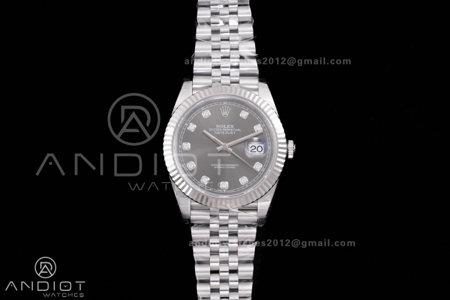 DateJust 41 126334 904L SS V2 VSF 1:1 Best Edition Gray Dial Diamond Marker On Jubilee Bracelet DD3235 