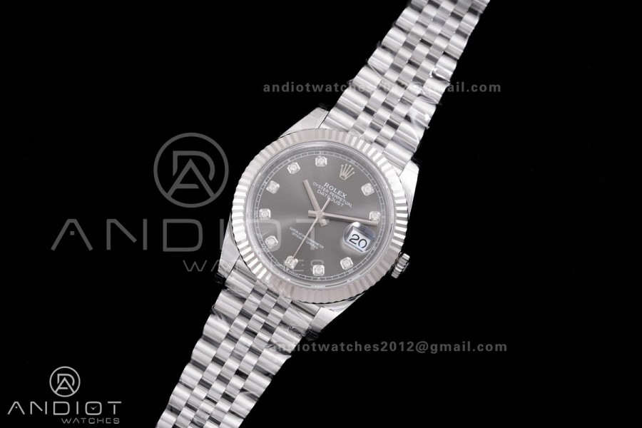 DateJust 41 126334 904L SS V2 VSF 1:1 Best Edition Gray Dial Diamond Marker On Jubilee Bracelet DD3235 
