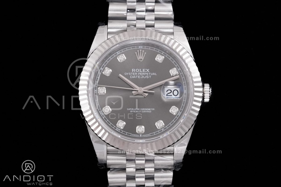 DateJust 41 126334 904L SS V2 VSF 1:1 Best Edition Gray Dial Diamond Marker On Jubilee Bracelet DD3235 