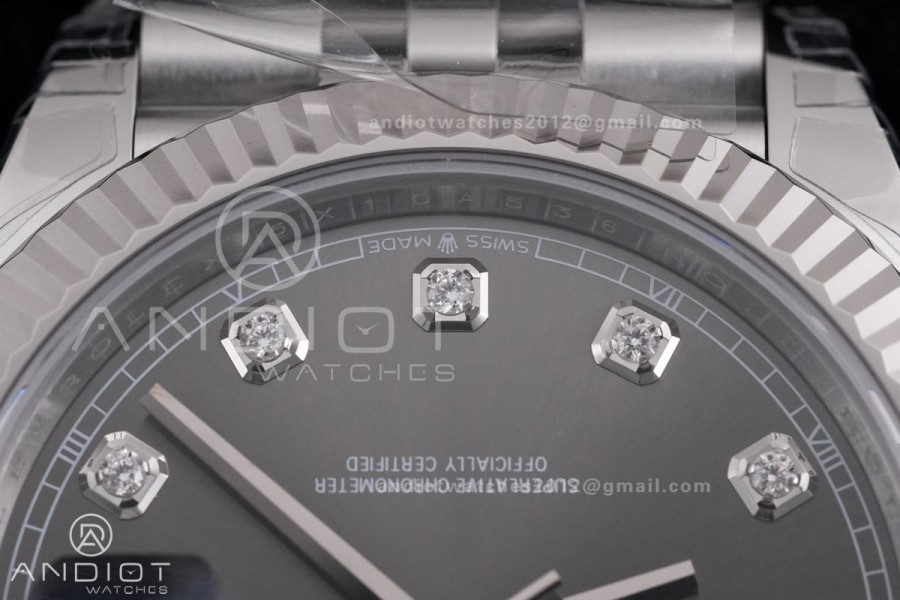 DateJust 41 126334 904L SS V2 VSF 1:1 Best Edition Gray Dial Diamond Marker On Jubilee Bracelet DD3235 