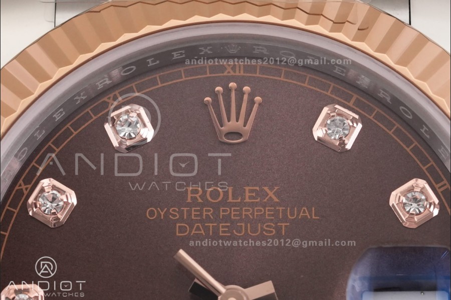 DateJust 41 126331 SS/RG RCF 1:1 Best Edition 904L Steel Brown Diamonds Dial on SS/RG Jubilee Bracelet RC3235