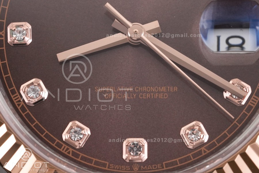 DateJust 41 126331 SS/RG RCF 1:1 Best Edition 904L Steel Brown Diamonds Dial on SS/RG Jubilee Bracelet RC3235