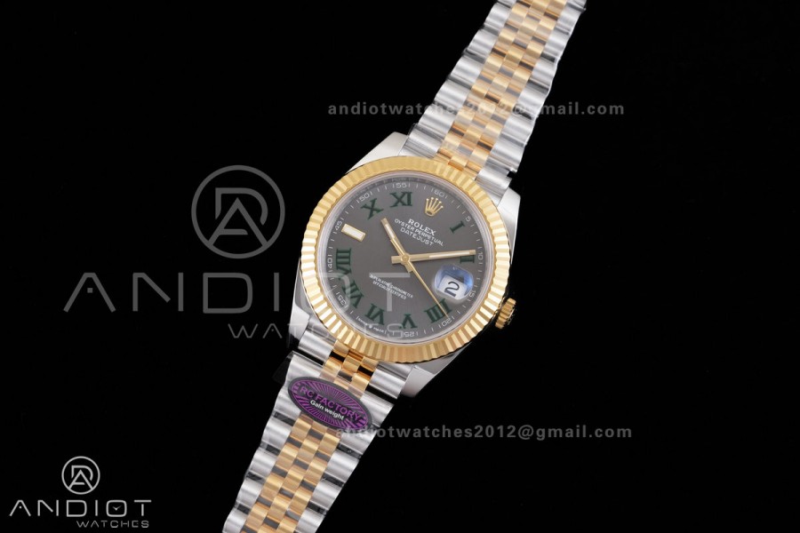 DateJust 41 126333 RCF 1:1 Best Edition 904L Steel Gray Dial Green Roman on Jubilee Bracelet RC3235