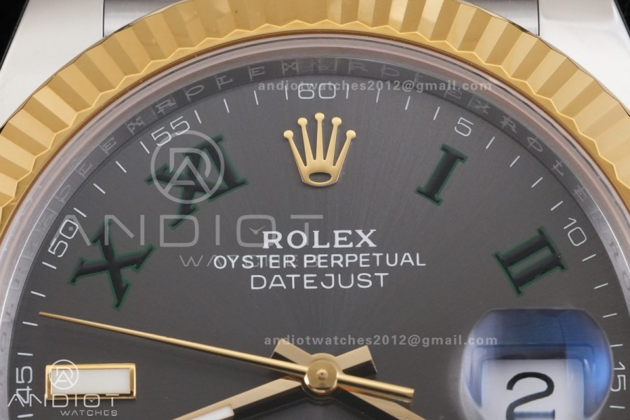 DateJust 41 126333 RCF 1:1 Best Edition 904L Steel Gray Dial Green Roman on Jubilee Bracelet RC3235