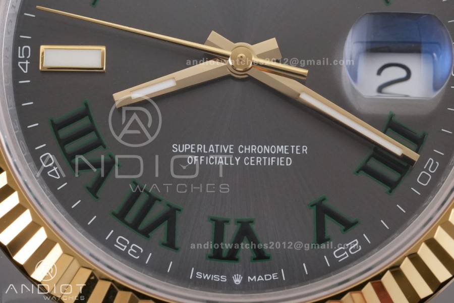 DateJust 41 126333 RCF 1:1 Best Edition 904L Steel Gray Dial Green Roman on Jubilee Bracelet RC3235