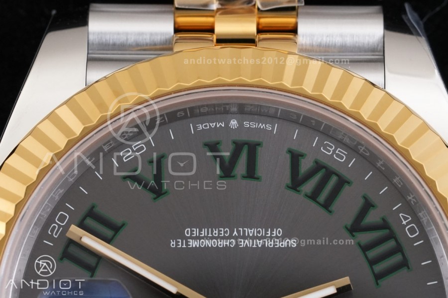 DateJust 41 126333 RCF 1:1 Best Edition 904L Steel Gray Dial Green Roman on Jubilee Bracelet RC3235