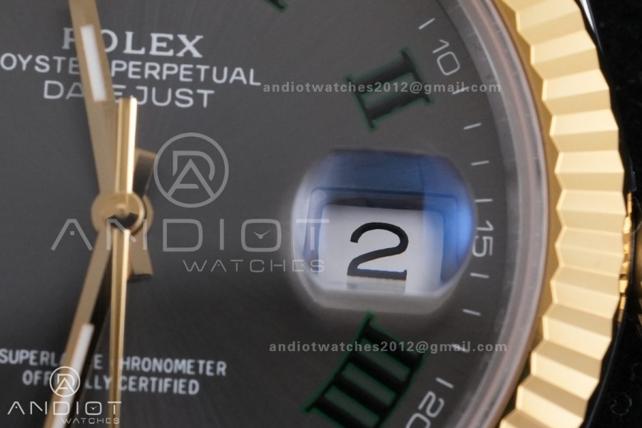 DateJust 41 126333 RCF 1:1 Best Edition 904L Steel Gray Dial Green Roman on Jubilee Bracelet RC3235