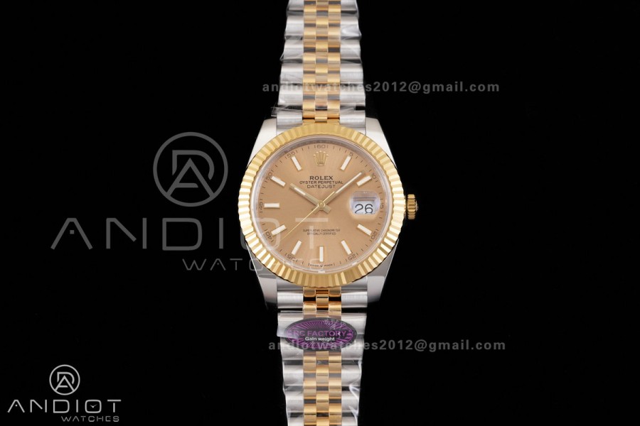 DateJust 41 126333 RCF 1:1 Best Edition 904L Steel YG Stick Dial on Jubilee Bracelet RC3235