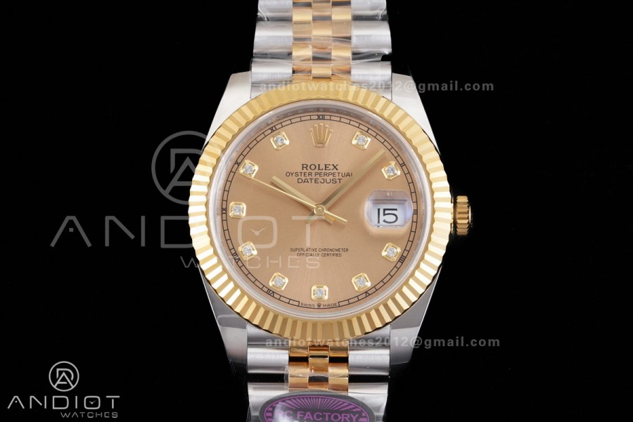 DateJust 41 126333 RCF 1:1 Best Edition 904L Steel YG Diamonds Dial on Jubilee Bracelet RC3235
