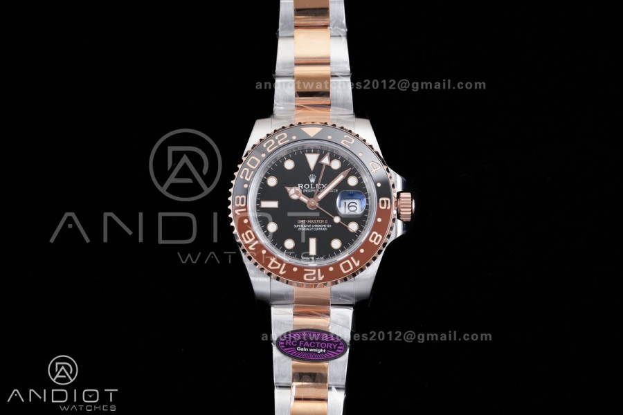 GMT Master II 126711 CHNR 904L SS RCF 1:1 Root Beer Best Edition on SS/RG Bracelet SH3285