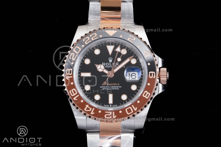 GMT Master II 126711 CHNR 904L SS RCF 1:1 Root Beer Best Edition on SS/RG Bracelet SH3285